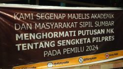 Beredarnya spanduk dari Majelis Akademik dan Masyarakat Sipil Sumbar Menghormati Putusan MK tentang sengketa pilpres pada pemilu 2024
