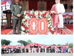 Dandim 0312/Padang Bersama Ketua Persit KCK Cab LXVI Hadiri Upacara Peringatan Hut Ke-80 Kemerdekaan RI