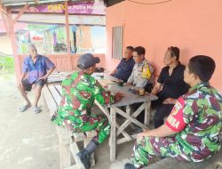 Serka Iswadi Perkuat Sinergi Komsos Bersama Bhabinkamtibmas dan Babinter AU Bahas Normalisasi Sungai di Koramil 01/PBU