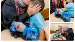 Ny. Sari Gatot Tri Suryanta Jenguk Maulana Arkan, Empati Tulus yang Membuat Bocah Kecil Itu Mulai Tersenyum