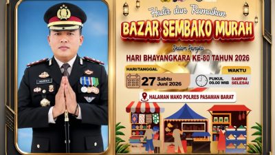 Kapolres Pasaman Barat AKBP Agung Tribawanto Sambut Hari Bhayangkara dengan Bazar Sembako Murah
