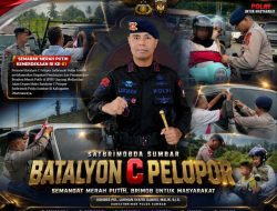 Jelang HUT RI ke-81, Batalyon C Pelopor Satbrimobda Sumbar Gerakkan Semangat Merah Putih di Gunung Medan Dharmasraya