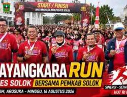 “Ribuan Pelari Padati Tugu Ayam, Bhayangkara Run Semarakkan HUT Ke-81 RI di Solok”