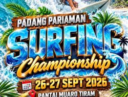 DUA HARI MENAKLUKKAN GELOMBANG, SURFING CHAMPIONSHIP 2026 PADANG PARIAMAN PADUKAN OLAHRAGA DAN PARIWISATA