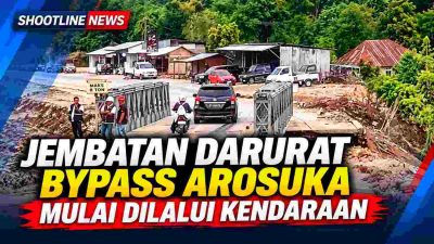 Jembatan Darurat Bypass Arosuka Mulai Dilalui Kendaraan