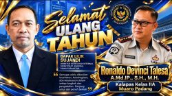 Kalapas Kelas IIA Muaro Padang Ronaldo Devinci Talesa, A.Md.IP., S.H., M.H., Berikan Ucapan Selamat kepada Lilik Sujandi, Direktur Kepatuhan Internal Direktorat Jenderal Pemasyarakatan
