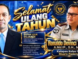 Kalapas Kelas IIA Muaro Padang Ronaldo Devinci Talesa, A.Md.IP., S.H., M.H., Berikan Ucapan Selamat kepada Lilik Sujandi, Direktur Kepatuhan Internal Direktorat Jenderal Pemasyarakatan