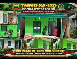 Kodim 0309/Solok Perindah Rumah Ibu Rini Susanti Lewat Pengecatan RTLH TMMD ke-130 di Junjung Sirih