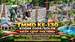 Satgas TMMD ke-130 Kodim 0309/Solok Percepat Pembangunan Bak Air Bersih di SDN 09 Paninggahan