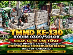 Satgas TMMD ke-130 Kodim 0309/Solok Percepat Pembangunan Bak Air Bersih di SDN 09 Paninggahan