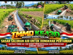 Dongkrak Produktivitas Pertanian, Satgas TMMD ke-130 Kodim 0309/Solok Pastikan Saluran Irigasi Lebih Kuat dan Kedap Air