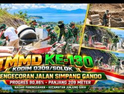 Progres Capai 90,86 Persen, Pengecoran Jalan TMMD ke-130 Kodim 0309/Solok Segera Rampung