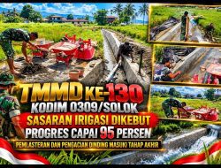 Letkol Inf Sugeng Riyadi Pacu Pengerjaan Irigasi TMMD ke-130 Kodim 0309/Solok, Pemlasteran dan Pengacian Masuki Tahap Akhir
