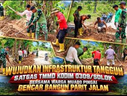 Sinergi TNI dan Rakyat Menguat, Pembangunan Parit Kiri-Kanan Jalan TMMD ke-130 di Muaro Pingai Terus Dikebut